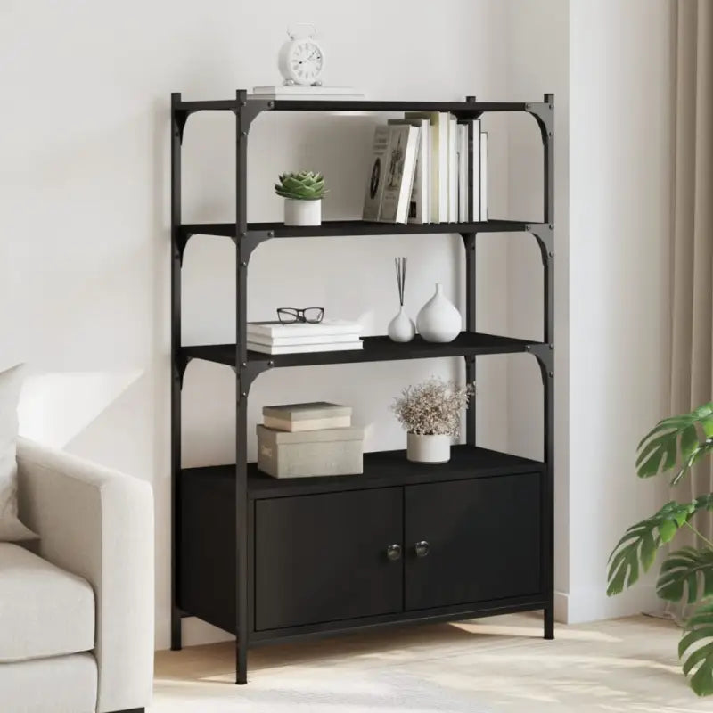 Boekenkast van bewerkt hout met verstelbare poten en duurzaam design - Zwart / 1 / 70 cm - Boekenkasten