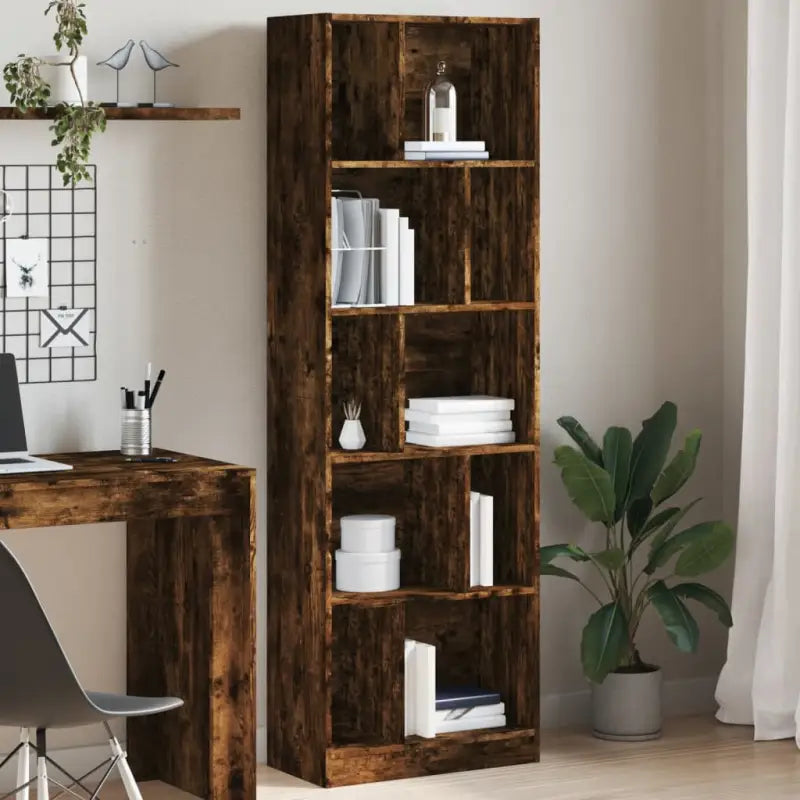 Boekenkast van bewerkt hout voor extra opbergruimte in huis of kantoor - Gerookt eiken / 1 / 174 cm - Boekenkasten