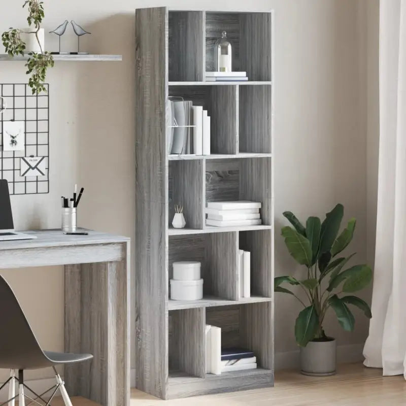 Boekenkast van bewerkt hout voor extra opbergruimte in huis of kantoor - Grijs sonoma / 1 / 174 cm - Boekenkasten