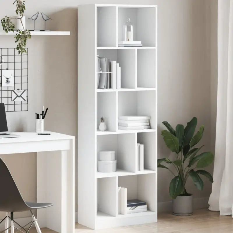 Boekenkast van bewerkt hout voor extra opbergruimte in huis of kantoor - Wit / 1 / 174 cm - Boekenkasten