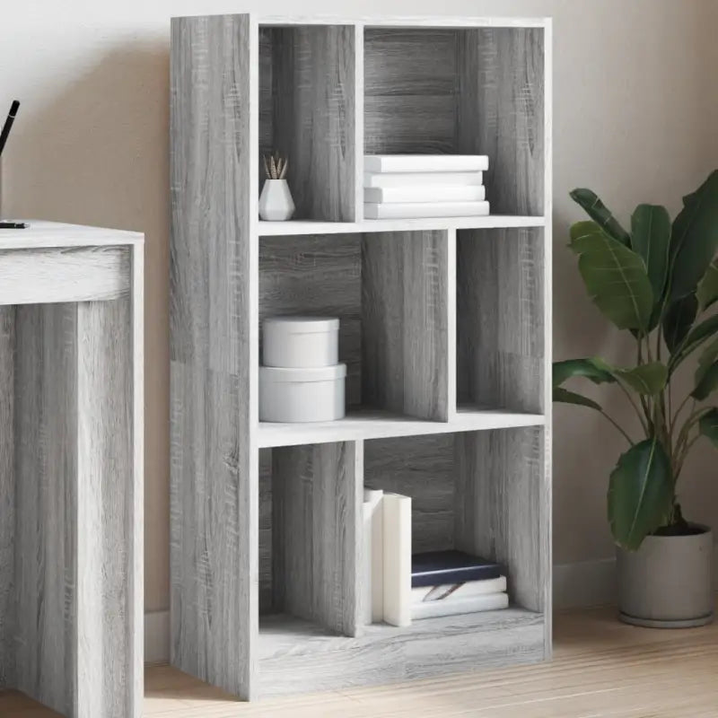 Boekenkast van bewerkt hout voor extra opbergruimte in huis of kantoor - Grijs sonoma / 1 / 107.5 cm - Boekenkasten