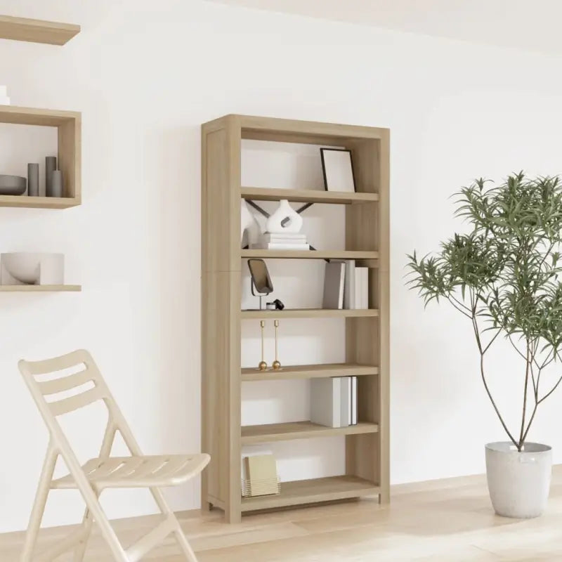 Boekenkast van massief acaciahout met geborstelde afwerking - 1 / 170 cm - Boekenkasten