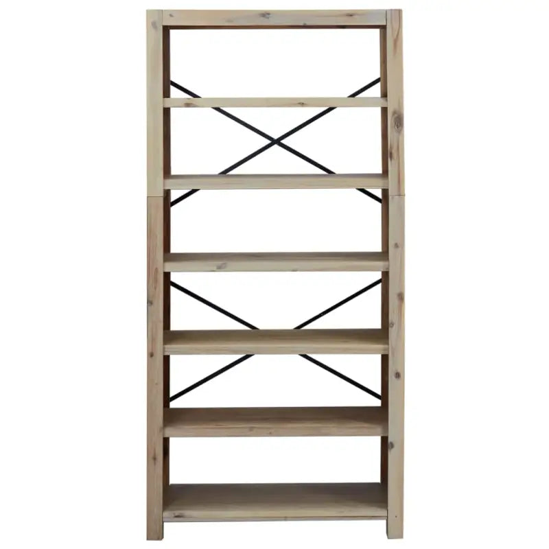 Boekenkast van massief acaciahout met geborstelde afwerking - 1 / 170 cm - Boekenkasten