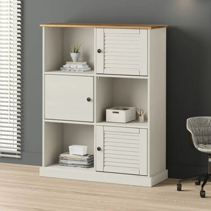 Boekenkast van massief grenenhout met metalen knoppen voor een rustieke uitstraling - Wit / 1 - Boekenkasten