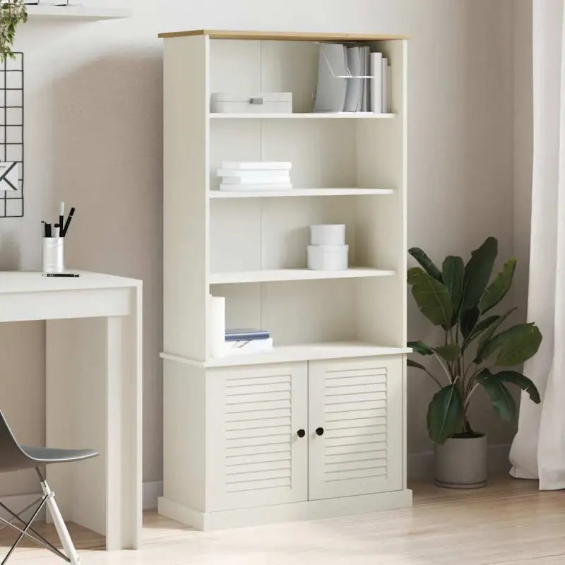 Boekenkast van massief grenenhout met metalen knoppen voor rustieke charme - Wit / 1 - Boekenkasten