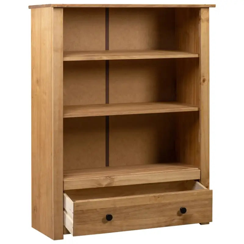 Boekenkast van massief grenenhout met ruime lade en stabiliteitsopties - Bruin / 1 - Boekenkasten