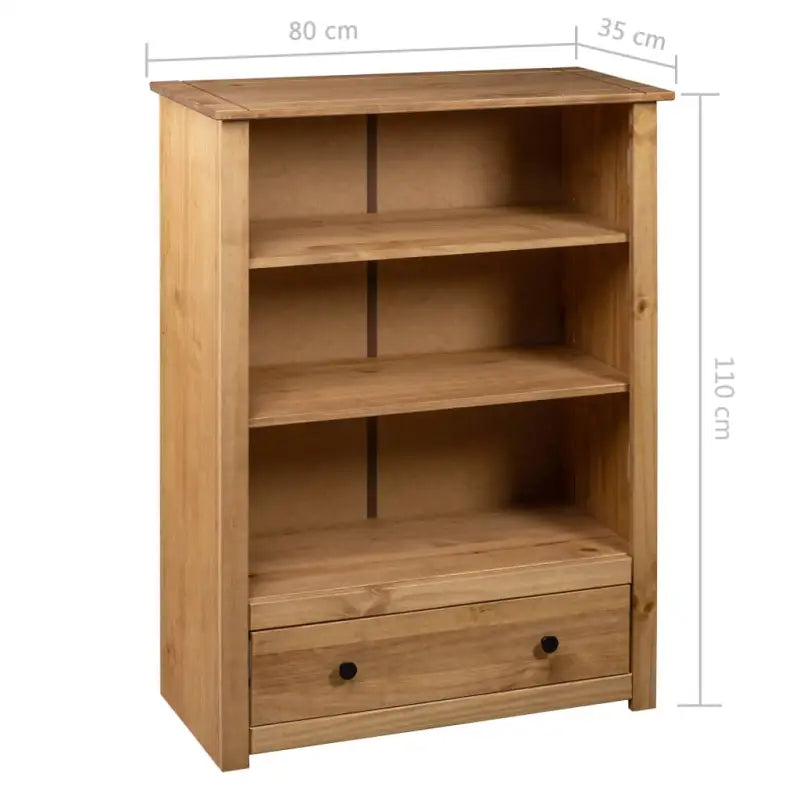 Boekenkast van massief grenenhout met ruime lade en stabiliteitsopties - Bruin / 1 - Boekenkasten