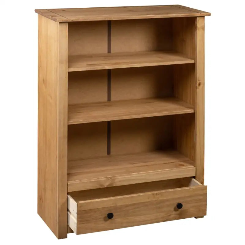 Boekenkast van massief grenenhout met ruime lade en stabiliteitsopties - Bruin / 1 - Boekenkasten
