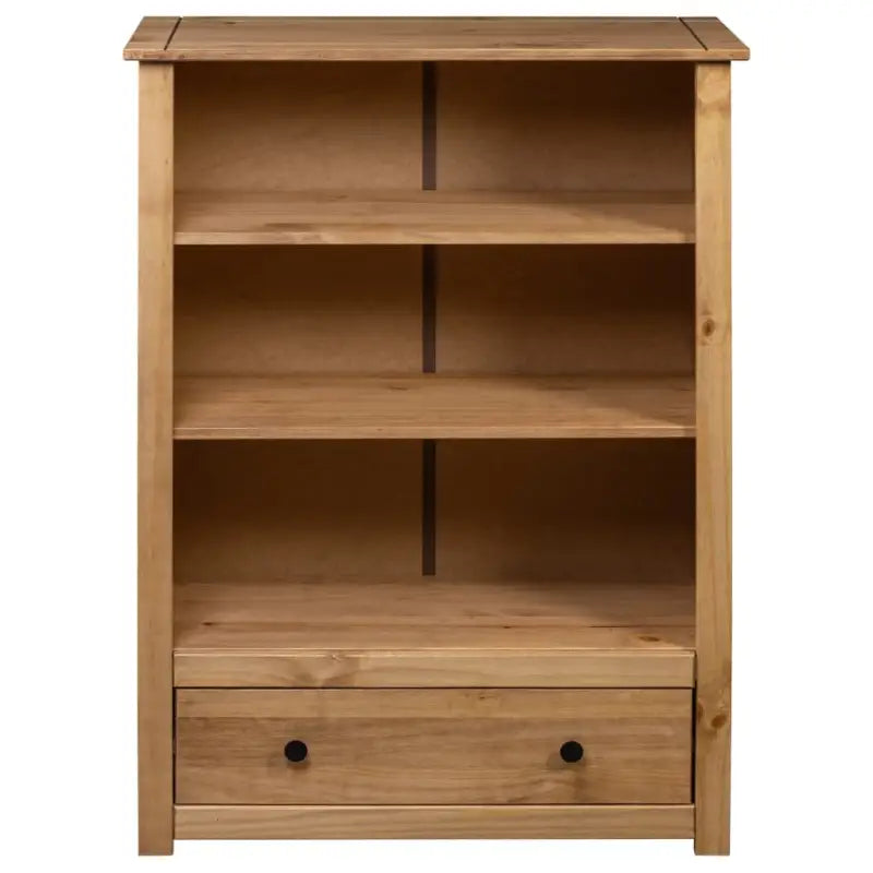 Boekenkast van massief grenenhout met ruime lade en stabiliteitsopties - Bruin / 1 - Boekenkasten