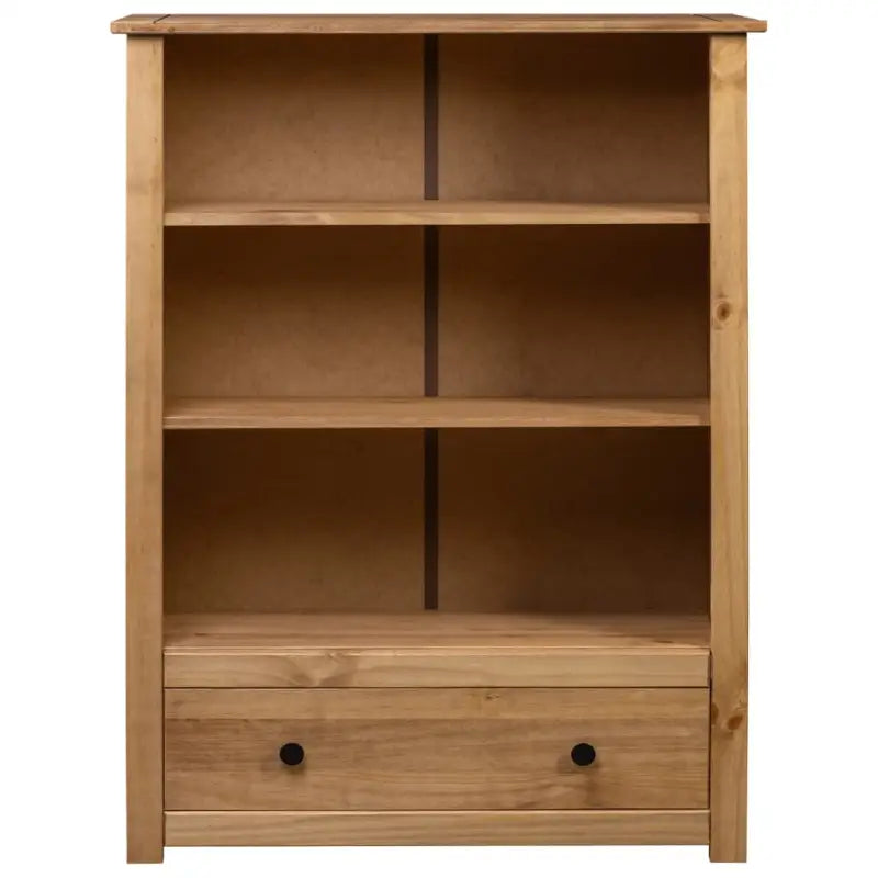 Boekenkast van massief grenenhout met ruime lade en stabiliteitsopties - Bruin / 1 - Boekenkasten