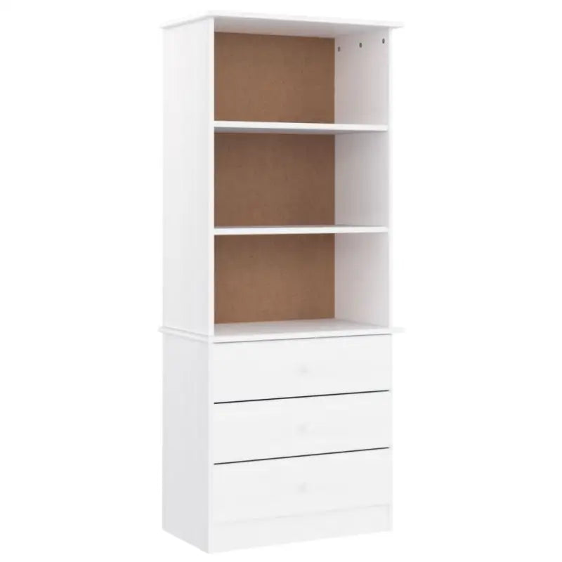 Boekenkast van massief grenenhout met ruime laden en afmetingen - Wit / 1 - Boekenkasten