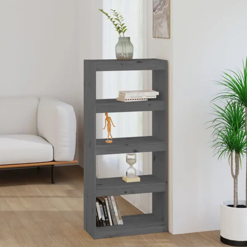 Boekenkast van massief grenenhout met strak en elegant ontwerp - Grijs / 1 / 135.5 cm - Boekenkasten