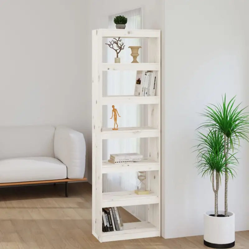 Boekenkast van massief grenenhout met strak en elegant ontwerp - Wit / 1 / 199.5 cm - Boekenkasten