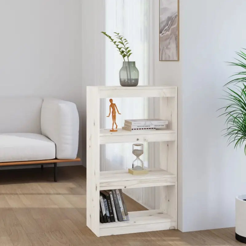 Boekenkast van massief grenenhout met strak en elegant ontwerp - Wit / 1 / 103.5 cm - Boekenkasten
