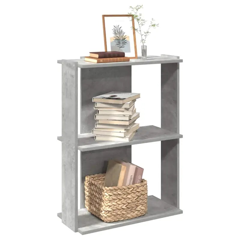 Boekenkast van massief teakhout met bewerkt hout voor stijl en organisatie - Betongrijs / 60 x 30 x 80 cm / 1