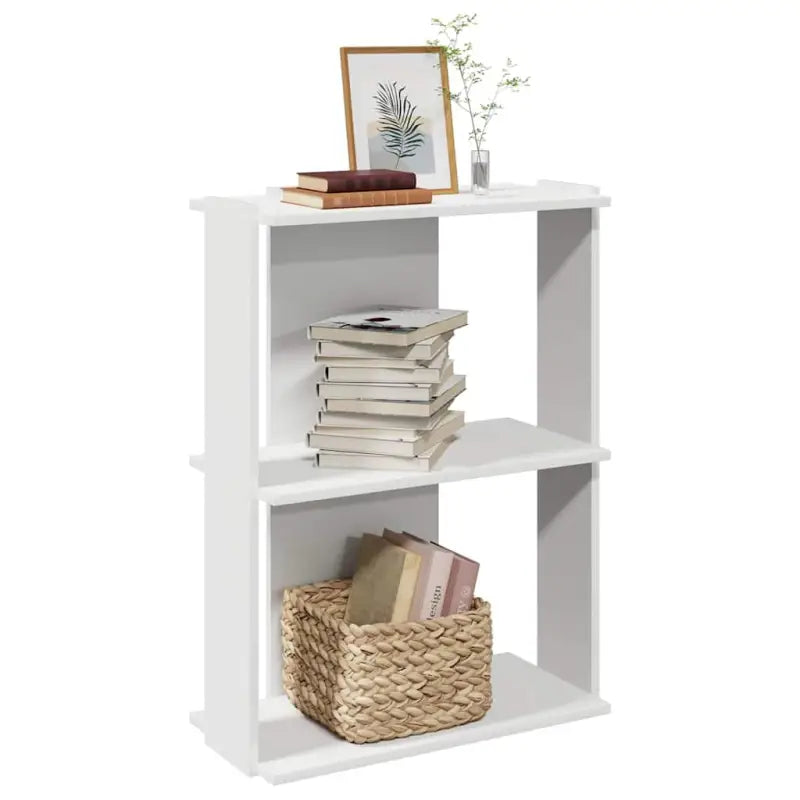 Boekenkast van massief teakhout met bewerkt hout voor stijl en organisatie - Wit / 60 x 30 x 80 cm / 1 - Boekenkasten