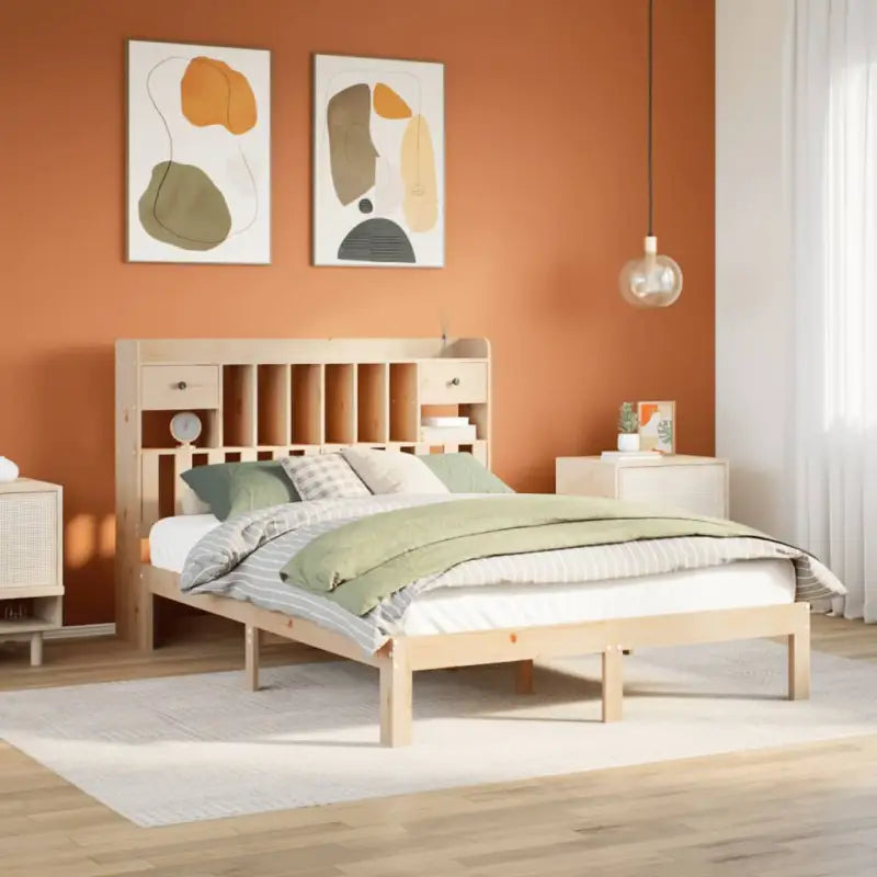 Boekenkastbed in massief grenenhout met optimale totale afmetingen - Naturel / 160 x 200 cm - Bedden & bedframes