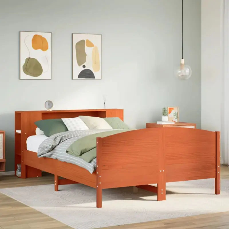 Boekenkastbed in massief grenenhout met optimale totale afmetingen - Wasbruin / 140 x 200 cm - Bedden & bedframes