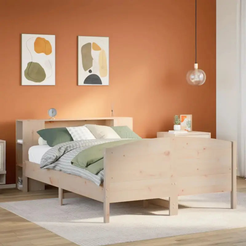 Boekenkastbed in massief grenenhout met optimale totale afmetingen - Naturel / 140 x 200 cm - Bedden & bedframes