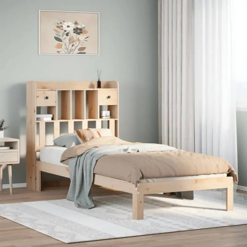 Boekenkastbed in massief grenenhout met optimale totale afmetingen - Naturel / 90 x 190 cm - Bedden & bedframes