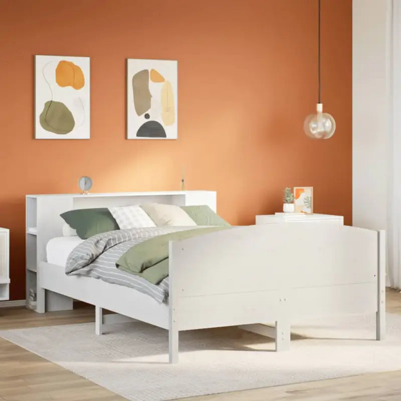 Boekenkastbed in massief grenenhout met optimale totale afmetingen - Wit / 120 x 190 cm - Bedden & bedframes
