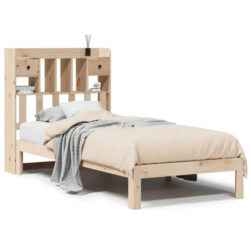 Boekenkastbed in massief grenenhout met optimale totale afmetingen - Bedden & bedframes