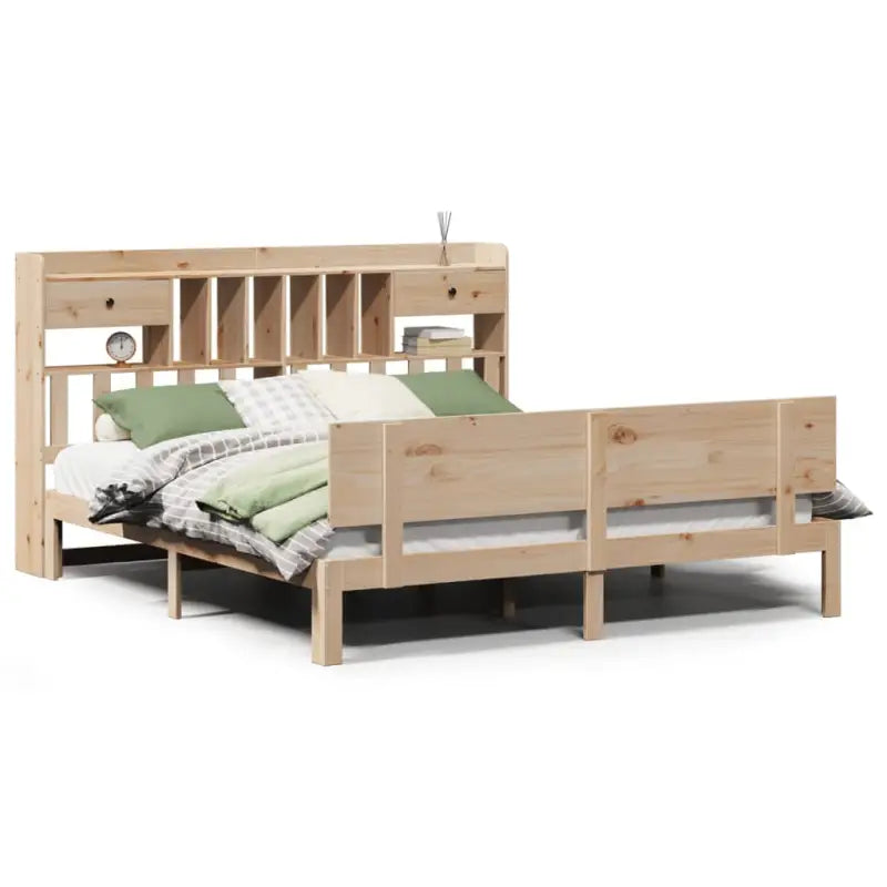 Boekenkastbed in massief grenenhout met perfecte totale afmetingen - Bedden & bedframes