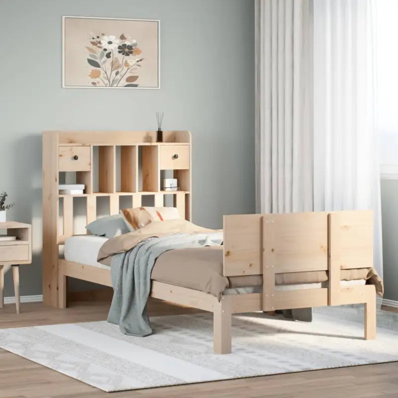 Boekenkastbed in massief grenenhout met perfecte totale afmetingen - Naturel / 90 x 190 cm - Bedden & bedframes