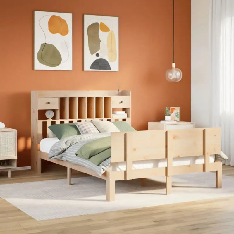 Boekenkastbed in massief grenenhout met perfecte totale afmetingen - Naturel / 140 x 190 cm - Bedden & bedframes