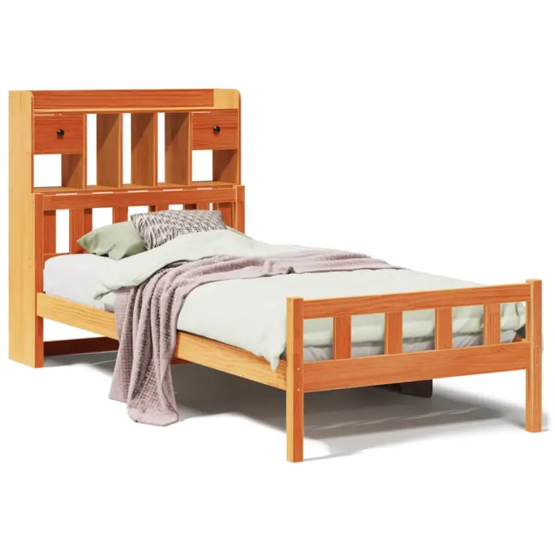 Boekenkastbed in massief grenenhout met perfecte totale afmetingen - Bedden & bedframes