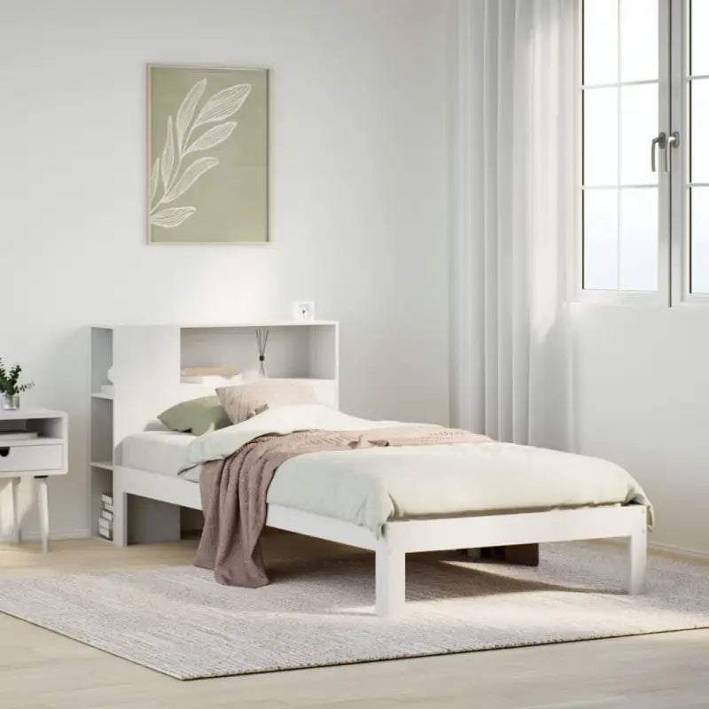Boekenkastbed in massief grenenhout met praktische totale afmetingen - Wit / 90 x 200 cm - Bedden & bedframes