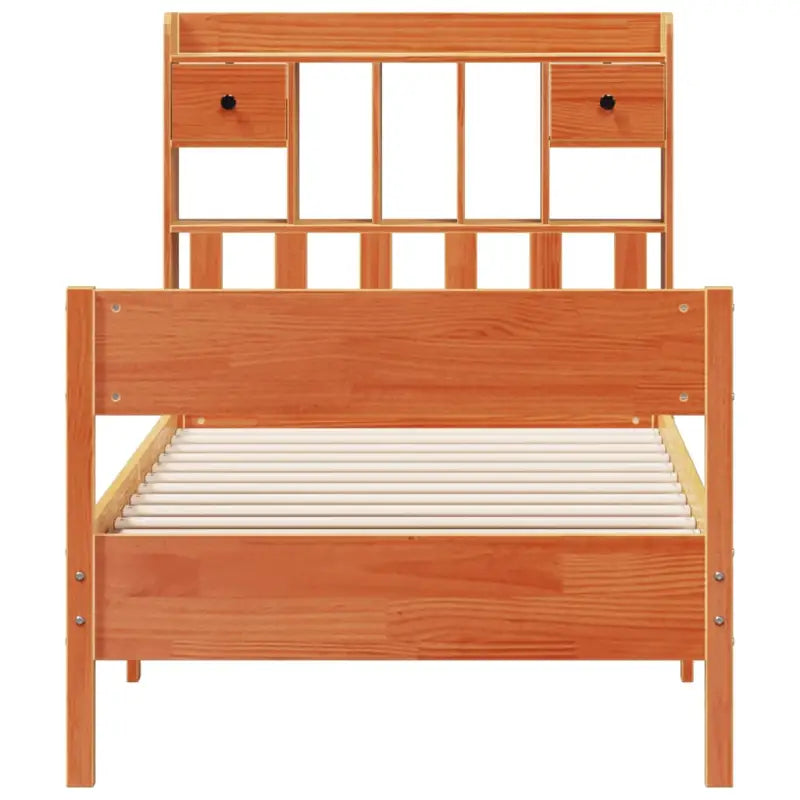 Boekenkastbed in massief grenenhout met ruime totale afmetingen - Bedden & bedframes