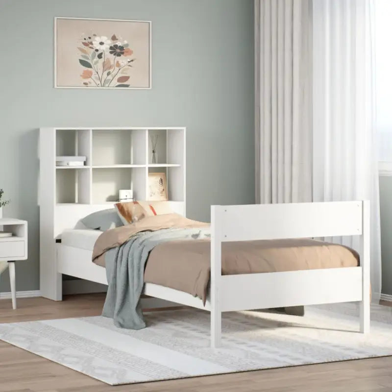 Boekenkastbed met massief grenenhout en ideale totale afmetingen - Wit / 90 x 200 cm - Bedden & bedframes