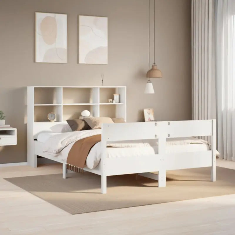 Boekenkastbed met massief grenenhout en ideale totale afmetingen - Wit / 140 x 190 cm - Bedden & bedframes