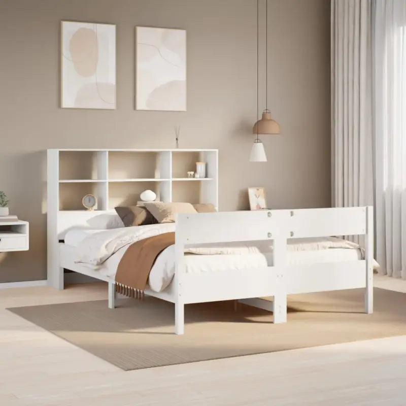 Boekenkastbed met massief grenenhout en ideale totale afmetingen - Wit / 160 x 200 cm - Bedden & bedframes