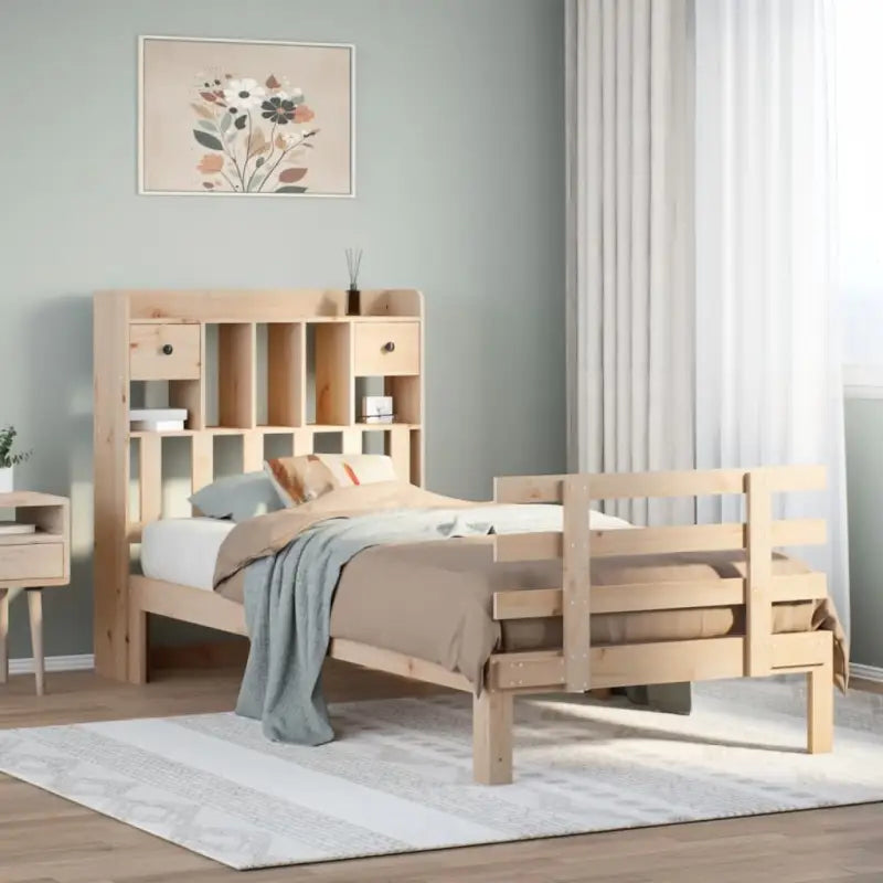 Boekenkastbed met massief grenenhout en mooie totale afmetingen - Naturel / 90 x 200 cm - Bedden & bedframes