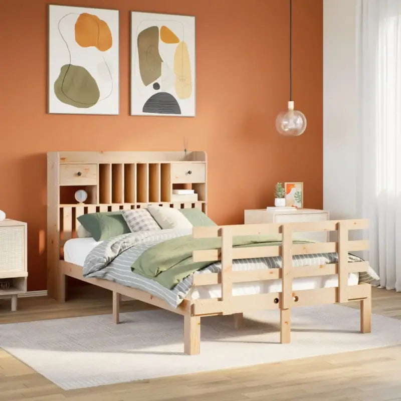 Boekenkastbed met massief grenenhout en mooie totale afmetingen - Naturel / 135 x 190 cm - Bedden & bedframes