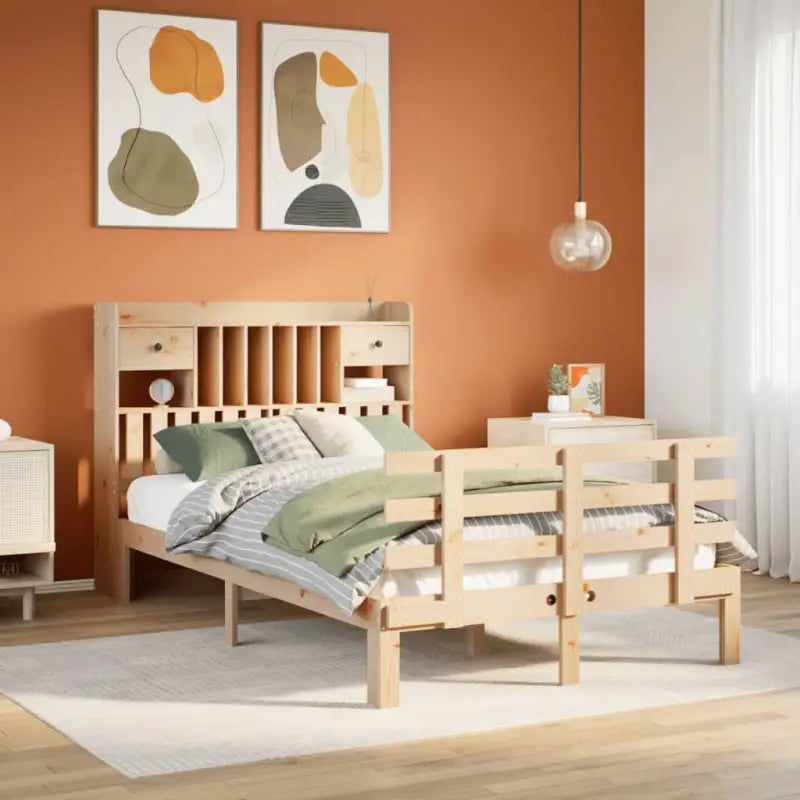 Boekenkastbed met massief grenenhout en mooie totale afmetingen - Naturel / 120 x 200 cm - Bedden & bedframes