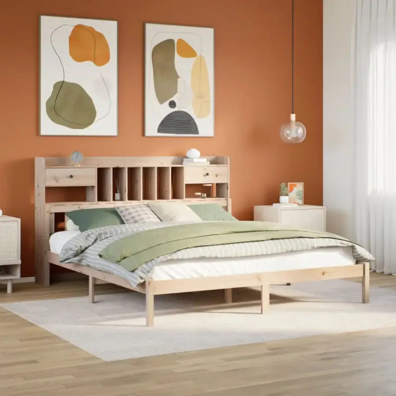 Boekenkastbed met massief grenenhout en optimale totale afmetingen - Naturel / 200 x 200 cm - Bedden & bedframes