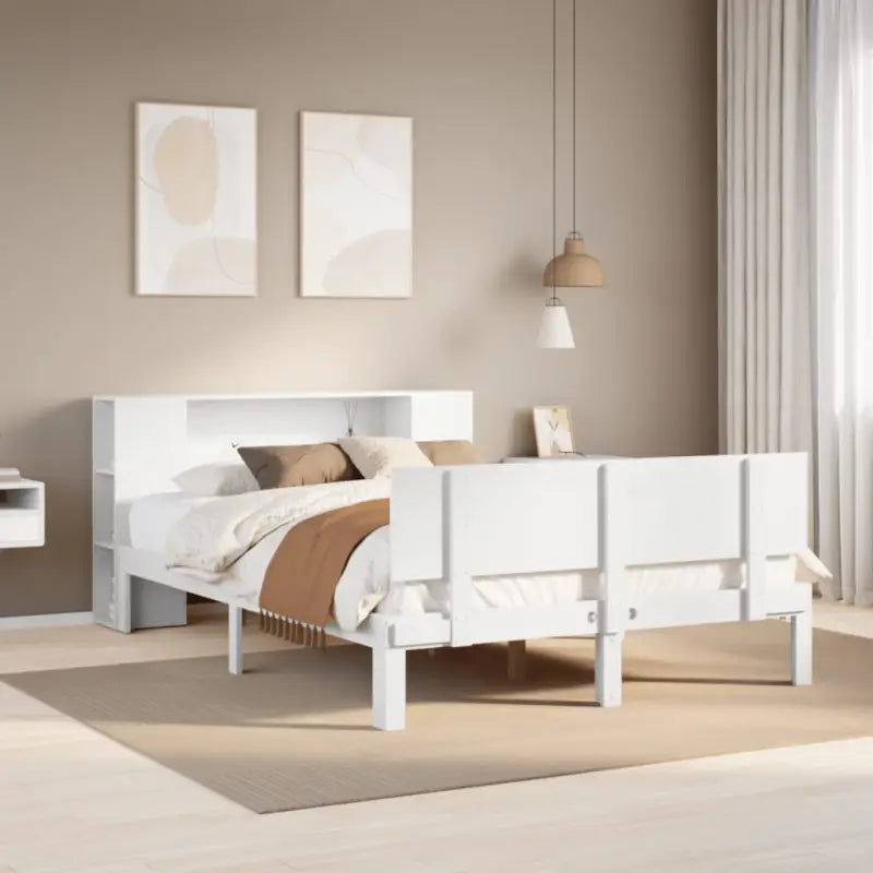 Boekenkastbed van massief grenenhout met aantrekkelijke totale afmetingen - Wit / 140 x 190 cm - Bedden & bedframes