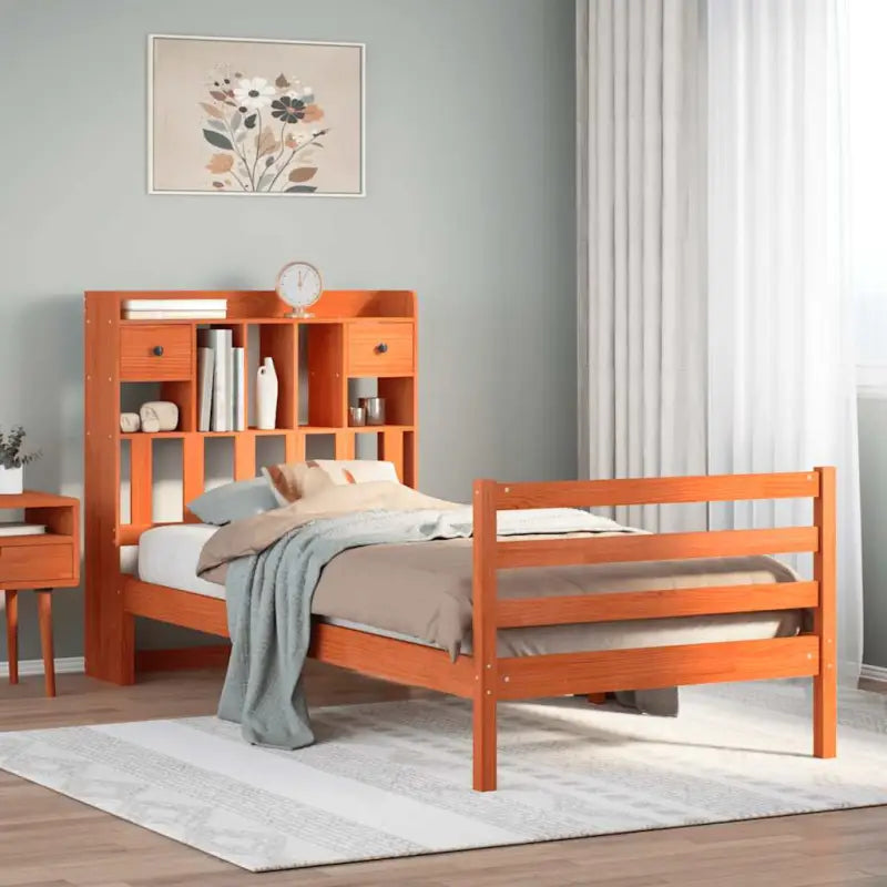 Boekenkastbed van massief grenenhout met comfortabele totale afmetingen - Wasbruin / 75 x 190 cm - Bedden & bedframes
