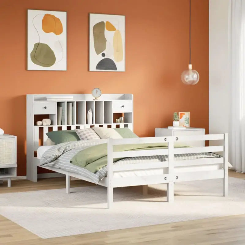Boekenkastbed van massief grenenhout met comfortabele totale afmetingen - Wit / 160 x 200 cm - Bedden & bedframes