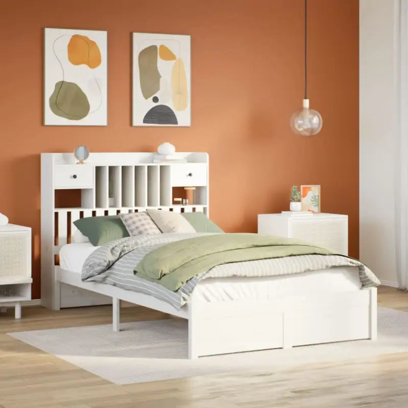 Boekenkastbed van massief grenenhout met comfortabele totale afmetingen - Wit / 135 x 190 cm - Bedden & bedframes
