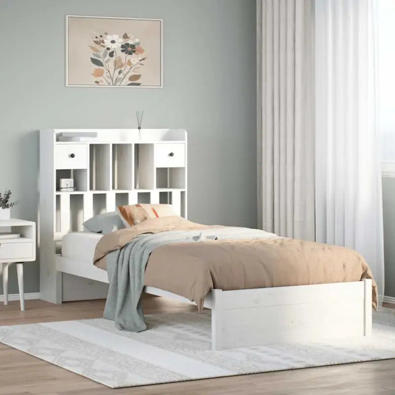 Boekenkastbed van massief grenenhout met comfortabele totale afmetingen - Wit / 75 x 190 cm - Bedden & bedframes