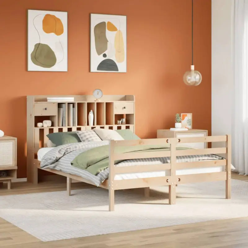 Boekenkastbed van massief grenenhout met comfortabele totale afmetingen - Naturel / 160 x 200 cm - Bedden & bedframes