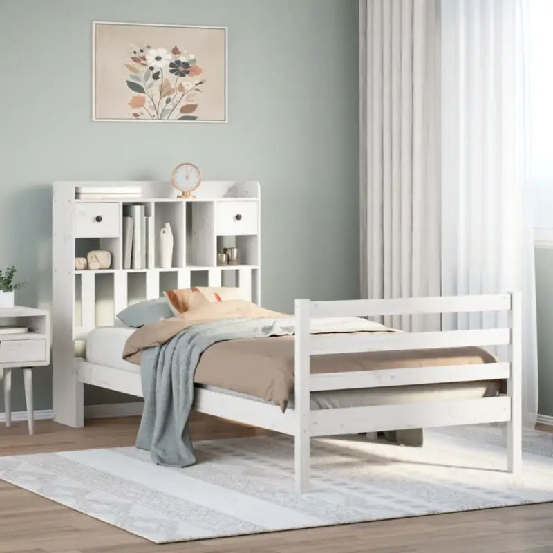 Boekenkastbed van massief grenenhout met comfortabele totale afmetingen - Wit / 75 x 190 cm - Bedden & bedframes