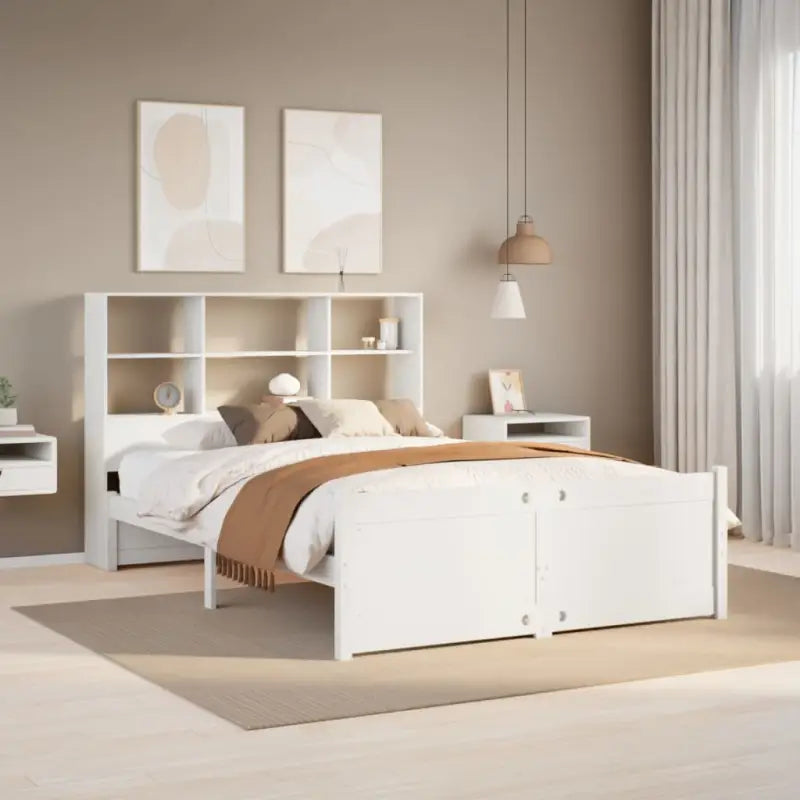 Boekenkastbed van massief grenenhout met duurzame totale afmetingen - Wit / 120 x 200 cm - Bedden & bedframes