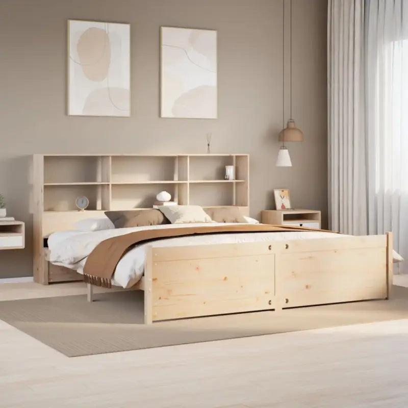 Boekenkastbed van massief grenenhout met duurzame totale afmetingen - Naturel / 200 x 200 cm - Bedden & bedframes