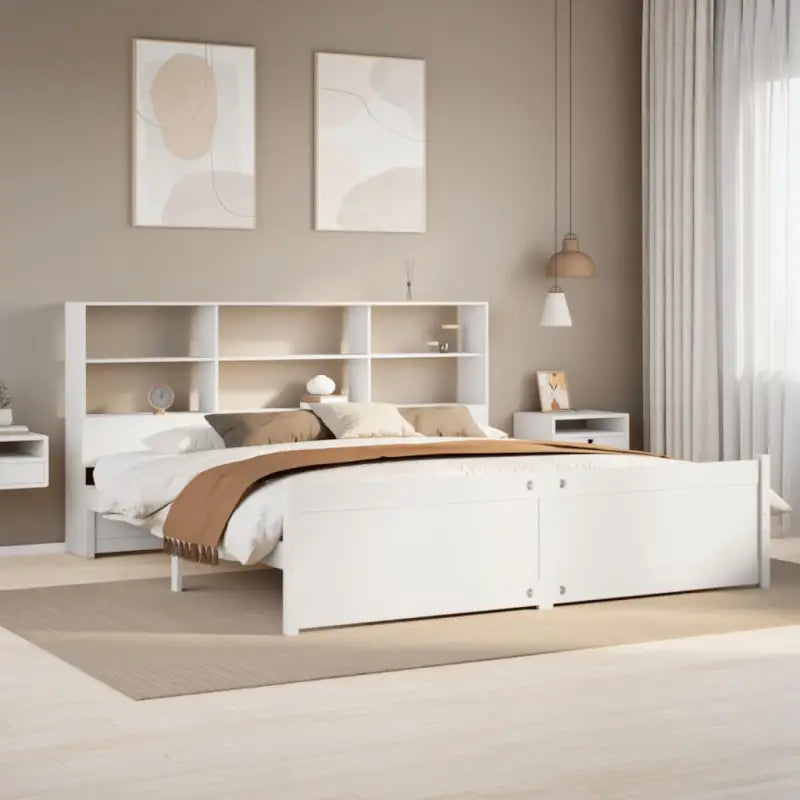 Boekenkastbed van massief grenenhout met duurzame totale afmetingen - Wit / 180 x 200 cm - Bedden & bedframes