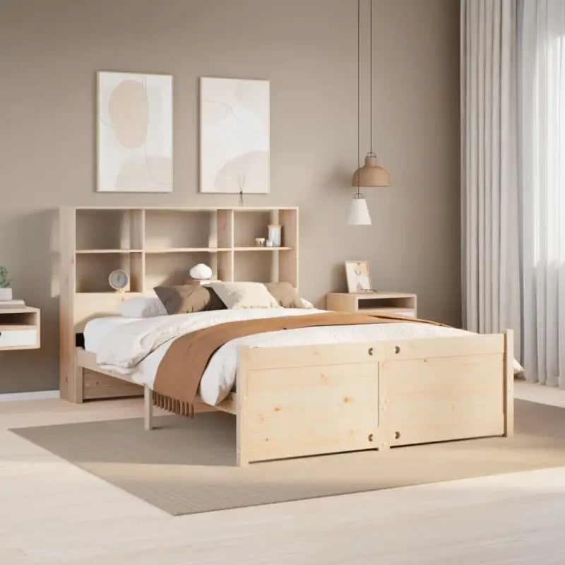 Boekenkastbed van massief grenenhout met duurzame totale afmetingen - Naturel / 140 x 200 cm - Bedden & bedframes